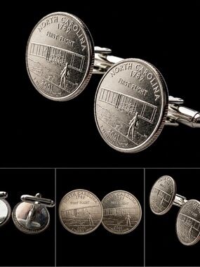 North Carolina State Quarter Coin Cufflinks | Wright Brothers First Flight
